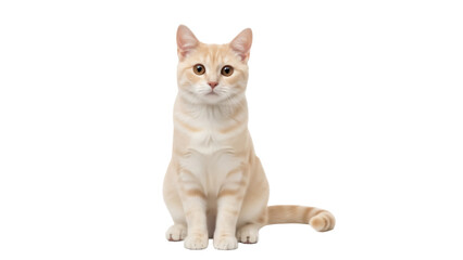 Adorable cream tabby cat PNG isolated on transparent background, cute kitten sitting upright looking at camera with sweet expression © Ethan