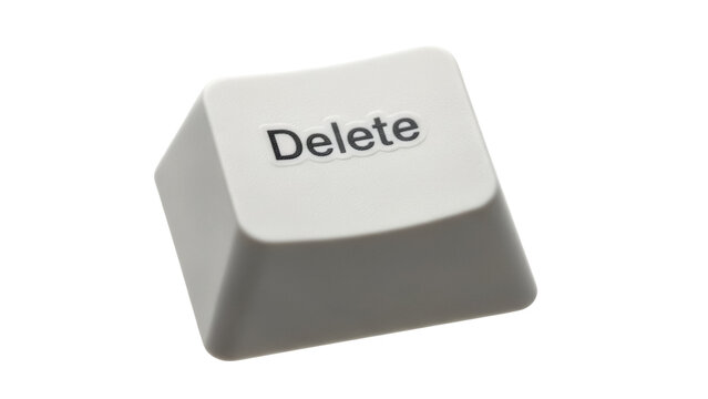 Delete keycap isolated PNG on transparent background, computer keyboard button for removing text and data, office equipment