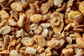 Crunchy Granola with Oats Raisins and Cereal Flakes Close-Up