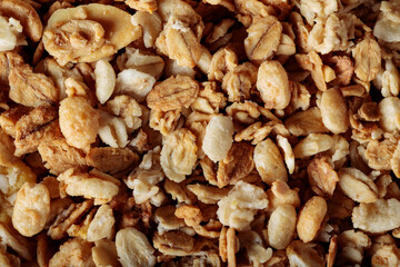 Crunchy Granola with Oats Raisins and Cereal Flakes Close-Up