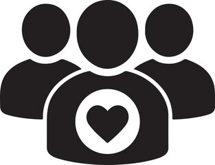 Clean user group silhouette icon for team, community, and social network concepts.