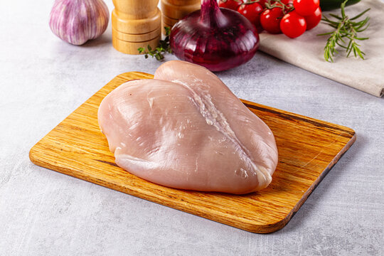 Raw chicken breast without skin