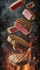 Flying Grilled Tuna Over Fire.