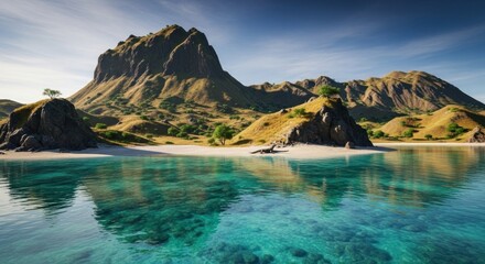 mountain lake and mountains