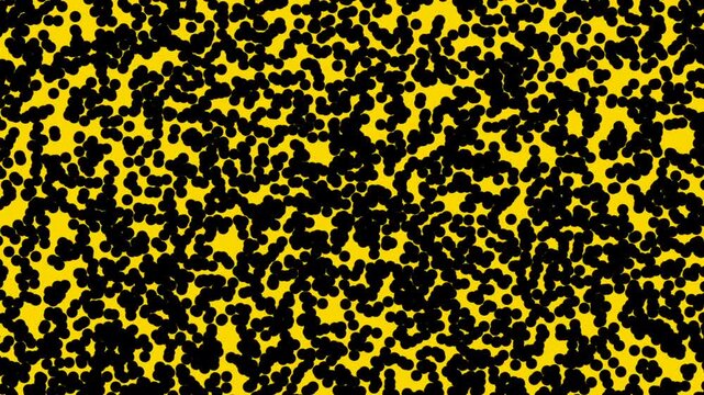 A loop animation organic dot pattern background,black and yellow color with motion blur