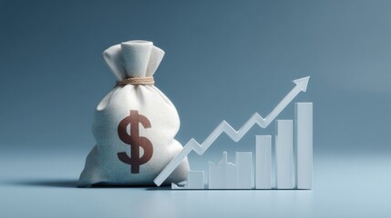 A white cloth bag tied with a string features a large dollar sign,