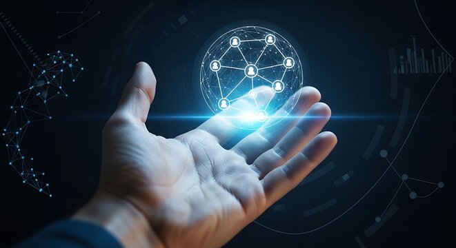 hand pushing a button on the  screen interface - Powered by Adobe