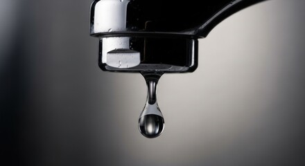 Close-up of dripping faucet showing water conservation and saving water theme