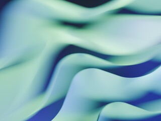 Fototapeta premium Abstract smooth gradient waves in blue and green tones background 3d render