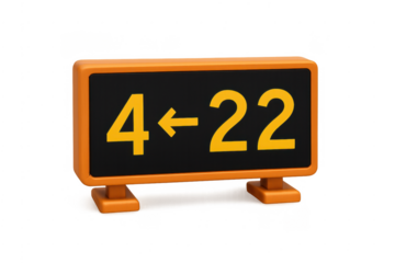 Airport runway taxiway directional sign showing numbers and arrow