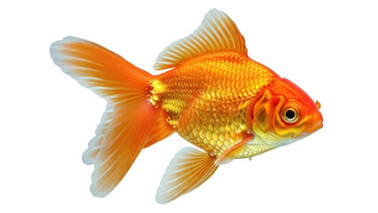 Isolated Goldfish Swimming Freely with Flowing Fins for Aquatic Pets and Underwater Wonders