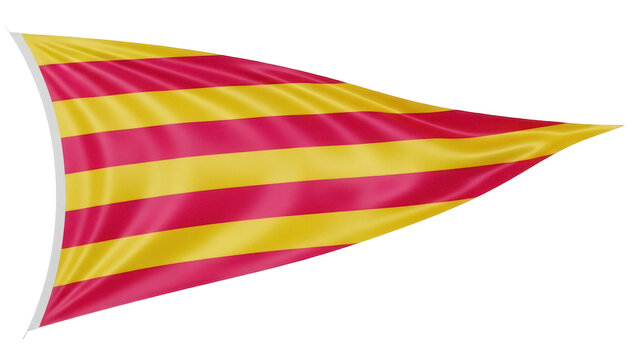 Isolated Catalan flag waving in the wind showing red and yellow stripes of Catalonia