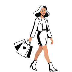 Modern Minimal Grocery Shopping Vector Illustration.