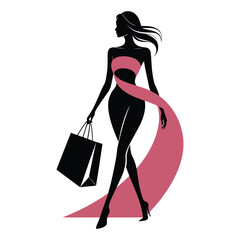 Modern Minimal Grocery Shopping Vector Illustration.