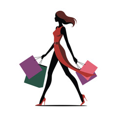 Modern Minimal Grocery Shopping Vector Illustration.