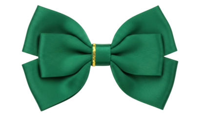 Isolated green satin bow tie decoration, celebratory symbol for festive gift wrapping present