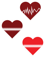 Three hearts with ekg lines
