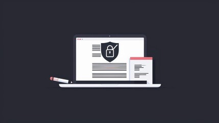 Secure online protection with laptop and shield icon