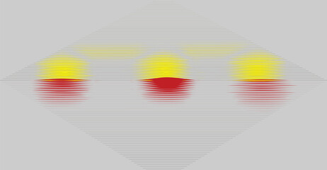 Abstract image of three blurred yellow and red capsule-like shapes on a light gray background, suggesting motion or a conceptual design.