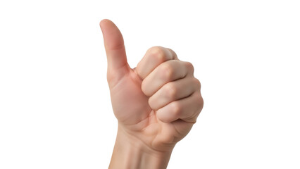 Isolated hand gesturing thumbs up, a sign of approval, agreement and positive feedback