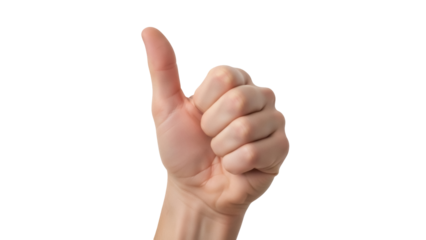Isolated hand gesturing thumbs up, a sign of approval, agreement and positive feedback