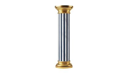 Isolated vertical pillar with gold cap and striped design against a neutral background