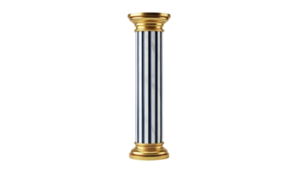 Isolated vertical pillar with gold cap and striped design against a neutral background