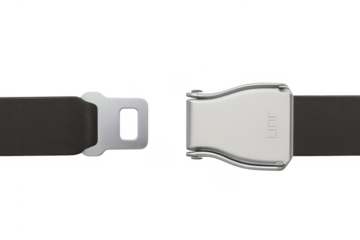 Airplane seatbelt unbuckled for passenger safety and travel