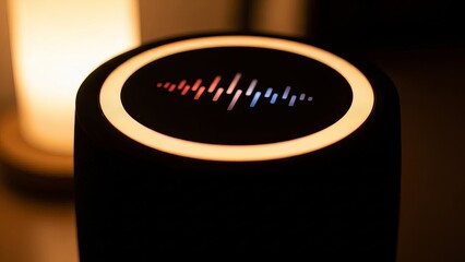 Modern Smart Speaker with Illuminated Sound Wave Display