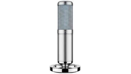 Isolated silver studio microphone equipment for professional recording, music industry