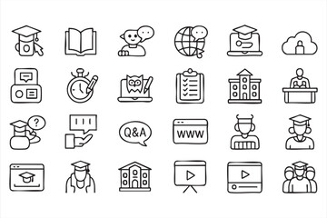 Fototapeta premium Virtual Learning and Education UI Icons for Web and App Design