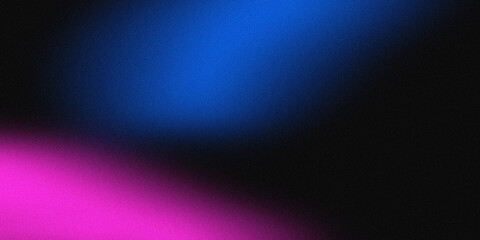 Fototapeta premium Abstract gradient background with blue and purple glowing light on dark grainy texture.
