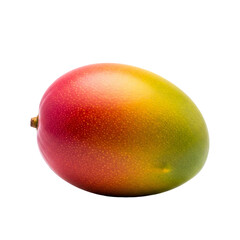 A vibrant and ripe mango displaying red yellow and green hues on transparent background