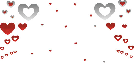 Scattered hearts in monochrome