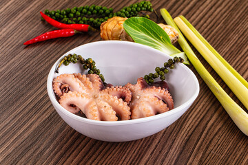 Gourmet Boiled octopus in the bowl © Andrei Starostin