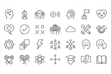 Fototapeta premium Emotional Intelligence UI Icons for Leadership and Human-Centered Design