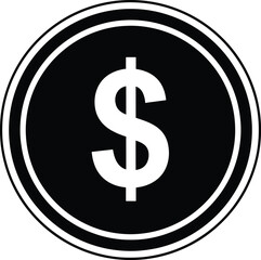 Obraz premium Dollar sign icon on black circle