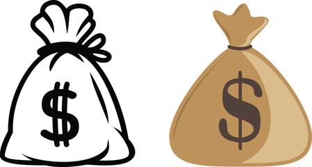 vector icon of a classic money bag with a dollar sign, representing wealth, savings, and financial assets.Private Equity Icons.  Filled icon set of Private Equity: investment fund, money bag, dollar