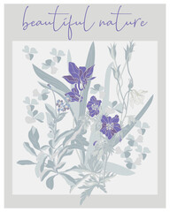 Poster wildflowers in vintage style