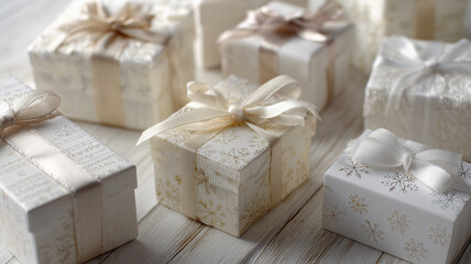冬の淡色で整えたギフトパターン背景