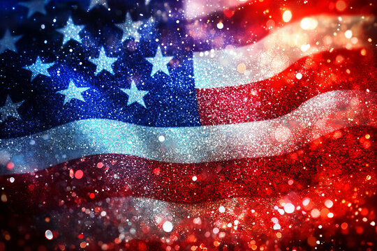 american flag with glitter and sparkles 
