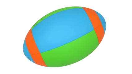 Isolated colorful rugby football, colorful, oval-shaped, great for leisure, fitness game