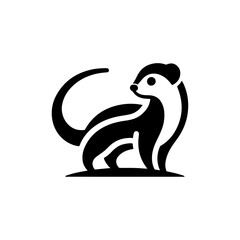 Asian Palm Civet Silhouette Black and White Vector