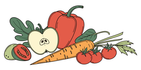 Colorful Fresh Produce Composition  Clean Vector   (10) Vector Illustration