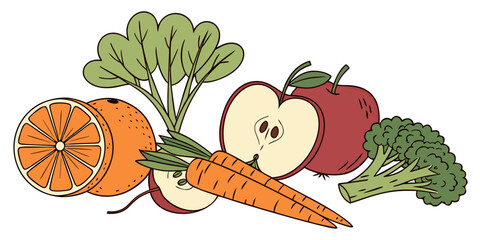 Colorful Fresh Produce Composition  Clean Vector   (8) Vector Illustration