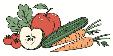 Colorful Fresh Produce Composition  Clean Vector   (11) Vector Illustration
