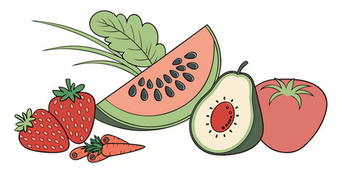 Colorful Fresh Produce Composition  Clean Vector   (9) Vector Illustration