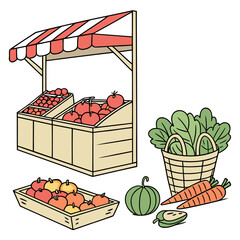 Fresh Food Market Assortment  Vector Illustration  (10) Vector Illustration
