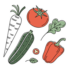 Natural Vegetables With Simple Shapes  Flat Vector (4) Vector Illustration