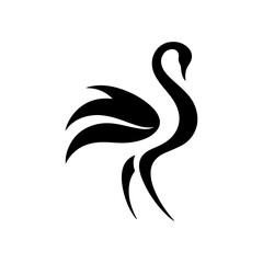 Abstract Swan Silhouette Black and White Vectors